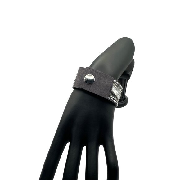 Rollin in Rhinestones Snap Cuff Bracelet in Gray 7.5 - 8 inch Adjustable - Picture 3 of 5